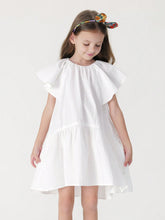 Young Girls' Vintage Elegant Sweet Ruffled Cap Sleeve Round Neck Dress, Summer